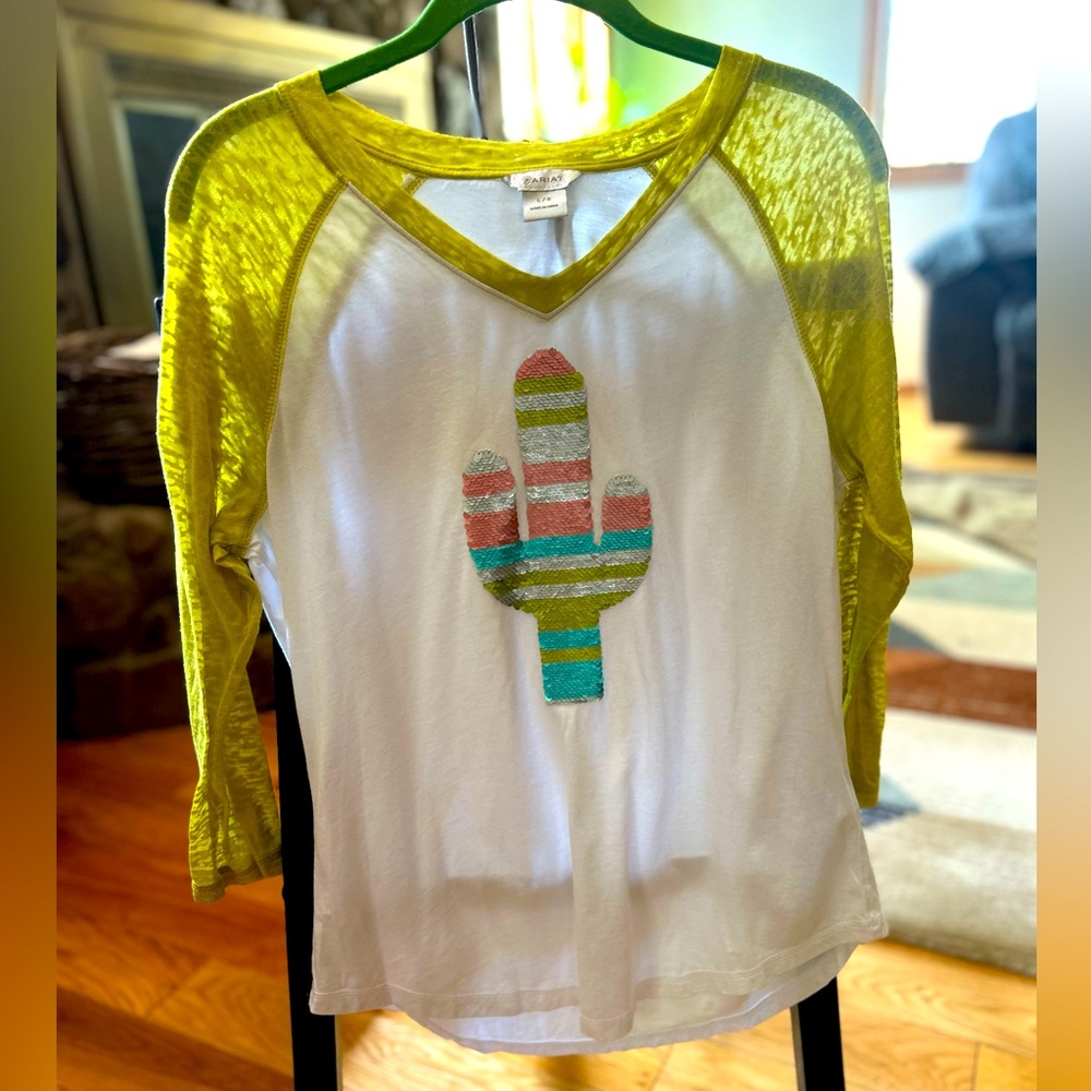 Ariat Saguaro Ragland tee, Large, green and white